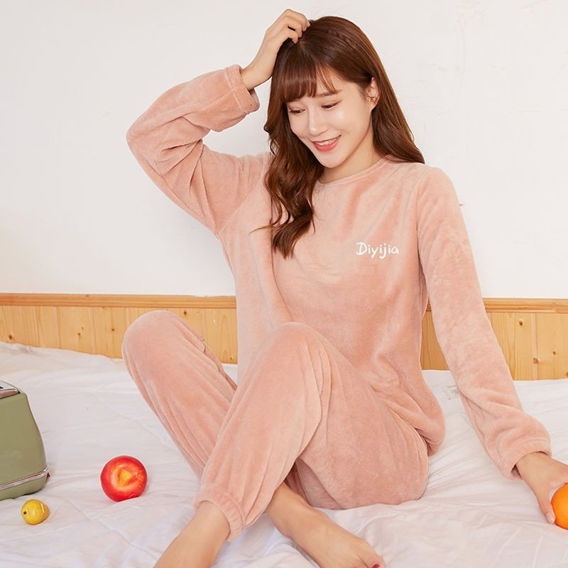 Warm Suit Women’s Thick Coral Fleece Loungewear Suit