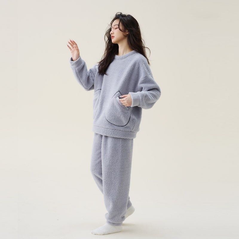 Women’s Coral Fleece Thickened Pajamas Fleece-lined Loungewear