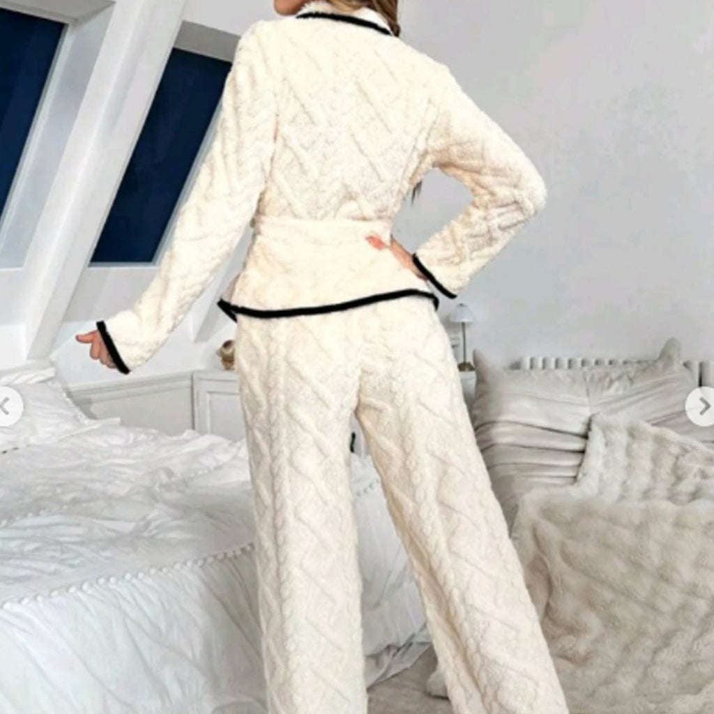 Sweet Cardigan Fleece-lined Thickened Loungewear Warm Suit Can Be Worn Outside