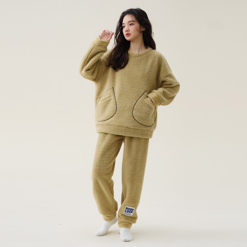 Women’s Coral Fleece Thickened Pajamas Fleece-lined Loungewear