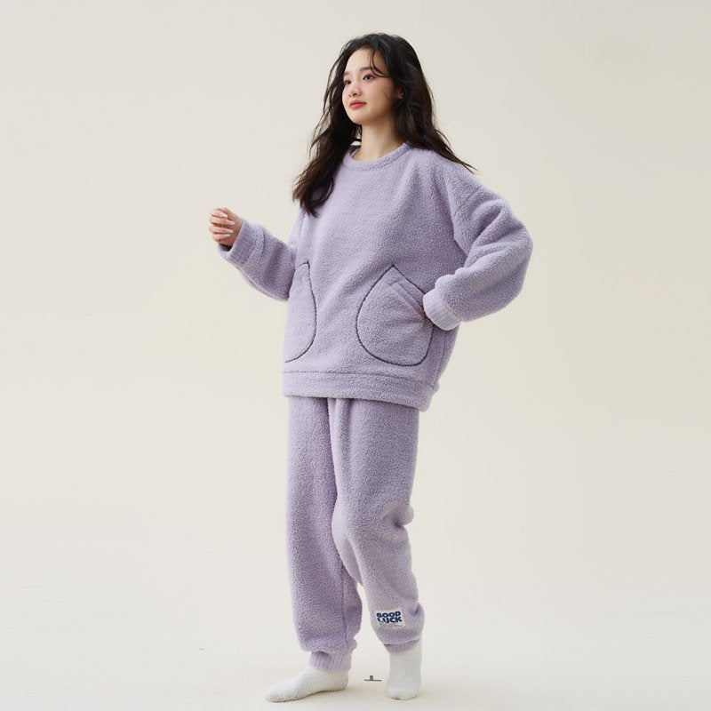 Women’s Coral Fleece Thickened Pajamas Fleece-lined Loungewear