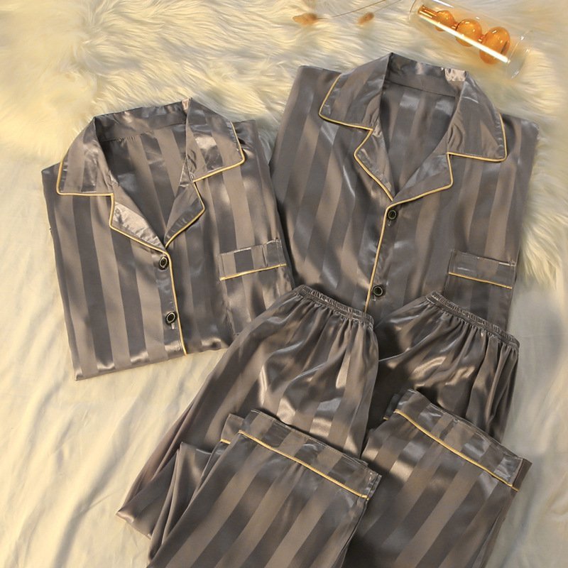 Striped Luxury New Plus Size Silk Loungewear
